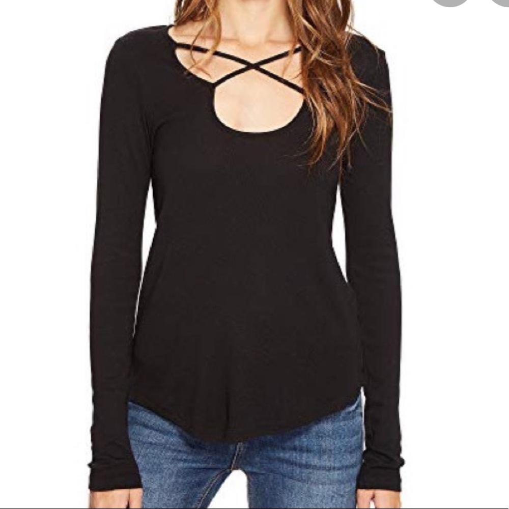 Splendid Criss Cross Modal Long Sleeve Top White M